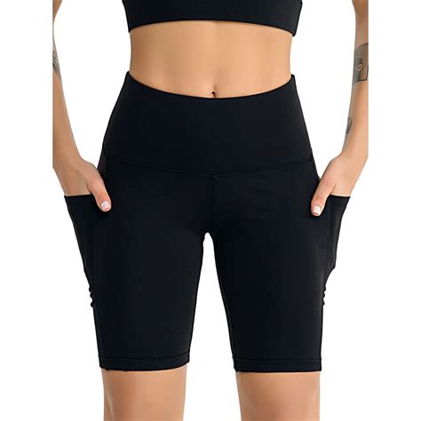 Sexy Dance Tummy Control Yoga Shorts With Pockets For Women Workout Running Athletic Bike High
