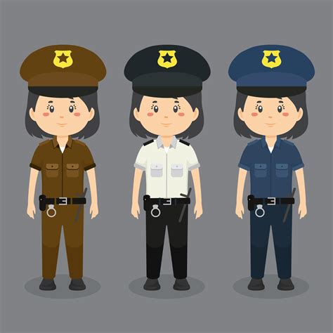 Policewoman Character Wearing Various Uniform 1259032 Vector Art At