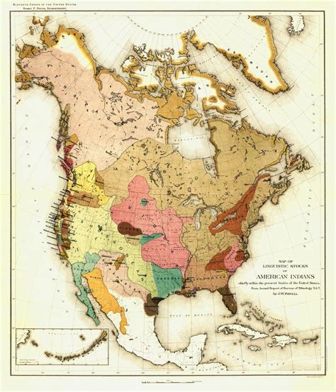 North America 1890 ‘linguistic Stocks Of American Indians Kroll