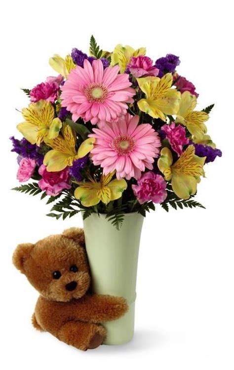 Mix Floral Bouquet With Bear At Grower Direct Flowers In Calgary Get