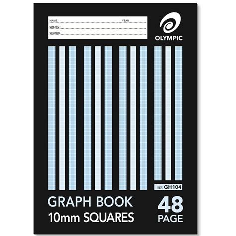 Graph Book A4 10mm Squares 48 Page Stripe Olympic School Locker