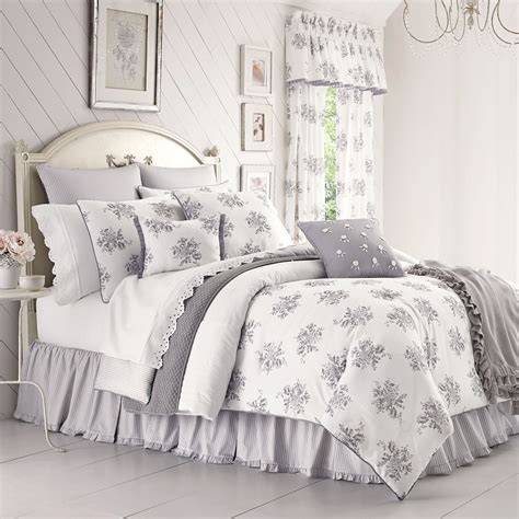 Sabrina Gray And White Vintage Floral Comforter Bedding By Piper And Wright