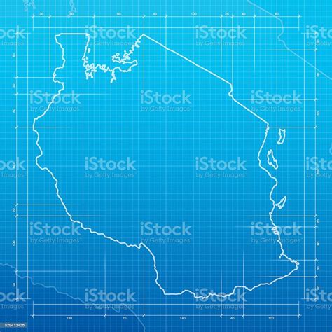 Tanzania Map On Blueprint Background Stock Illustration Download