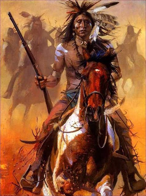 Indian Brave On Horse Native American Horses Native American Warrior