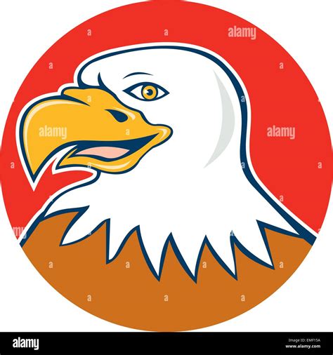 American Bald Eagle Head Smiling Circle Cartoon Stock Vector Image