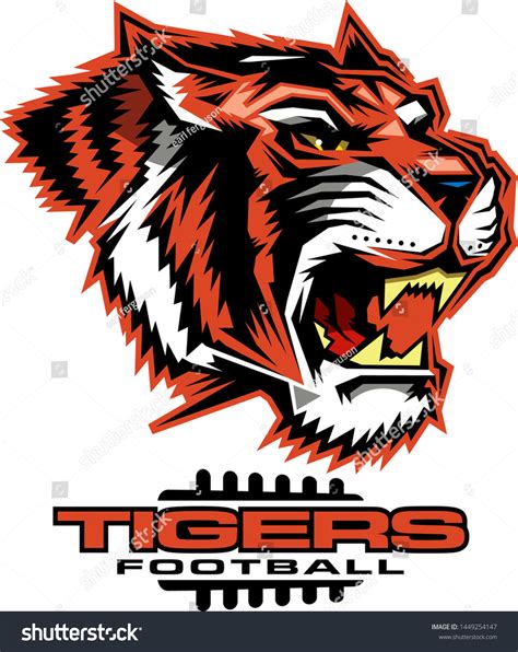 Tigers Football Team Design Mascot Face Stock Vector Royalty Free