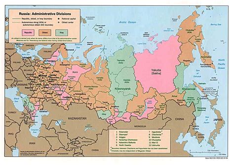 Carte De La Russie Avec Les Villes Régions Et Fédérations