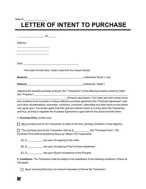 Letter Of Intent Loi Template Sample Pdf Word Free Letter Of Intent Create Download
