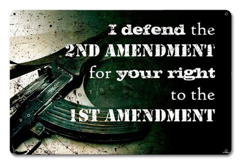 I Defend The 2nd Amendment Metal Sign 18 x 12 Inches