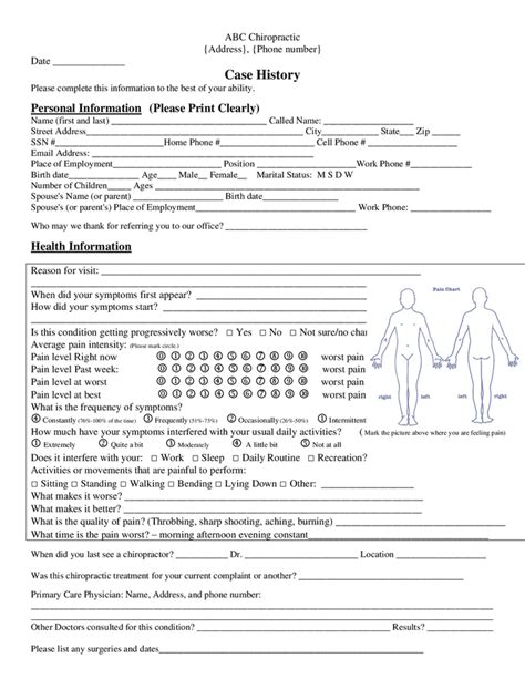 Chiropractic New Patient Form In Word And Pdf Formats