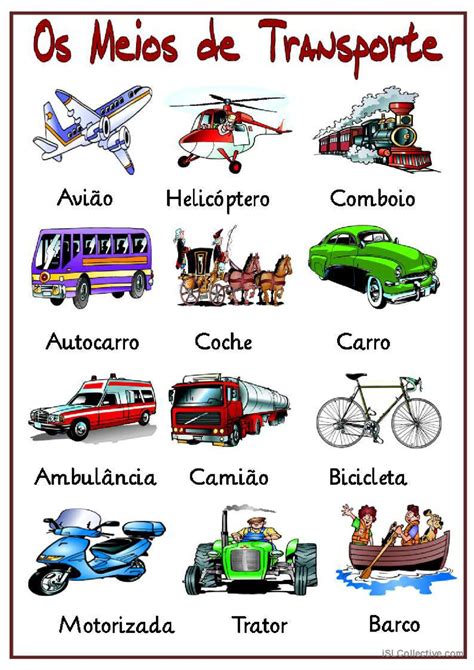 Os Meios de Transporte Português PLE apostilas pdf doc