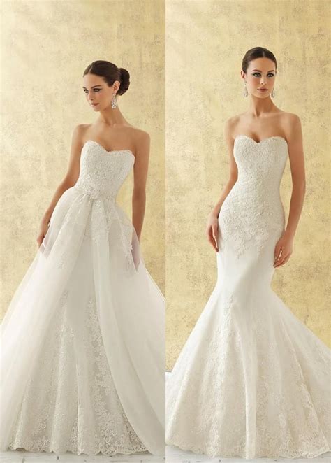 Charming Organza Sweetheart Neckline 2 In 1 Wedding Dress With Beaded
