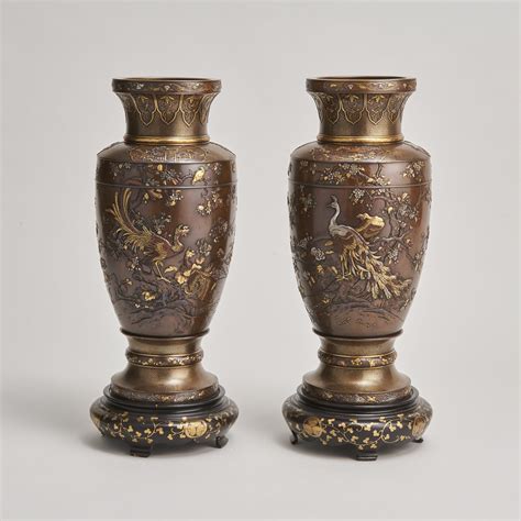 A Pair Of Japanese Vases With Bird Decoration Kevin Page