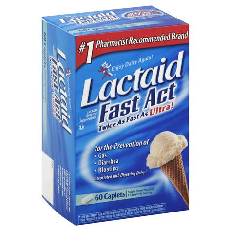Lactaid Fast Act Lactase Enzyme Supplement Caplets 60 Caplets