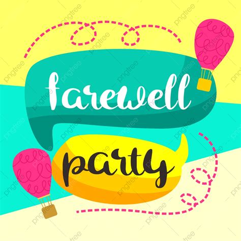 Farewell Party Card Template On Colorful Speech Bubble And Air Balloon