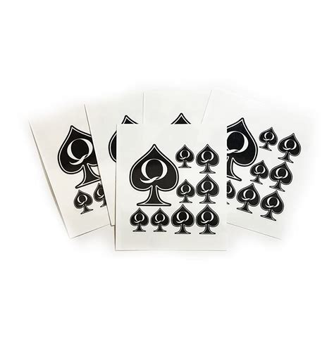 5 Sheet Queen Of Spades Temporary Tattoo Pack Total 45