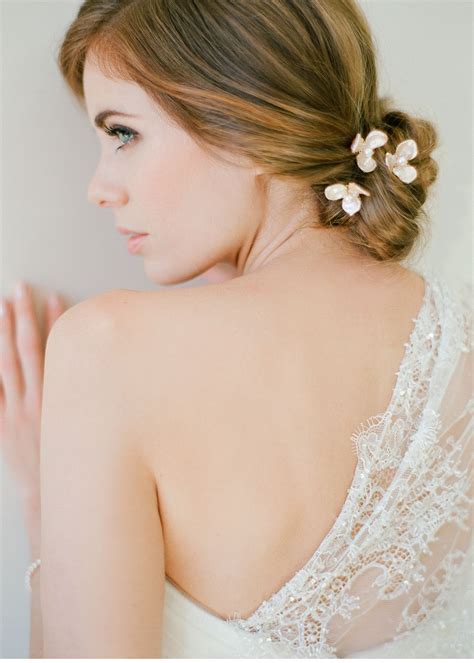 Fleurette Blush Pearl Bridal Hair Pins Tania Maras Bespoke