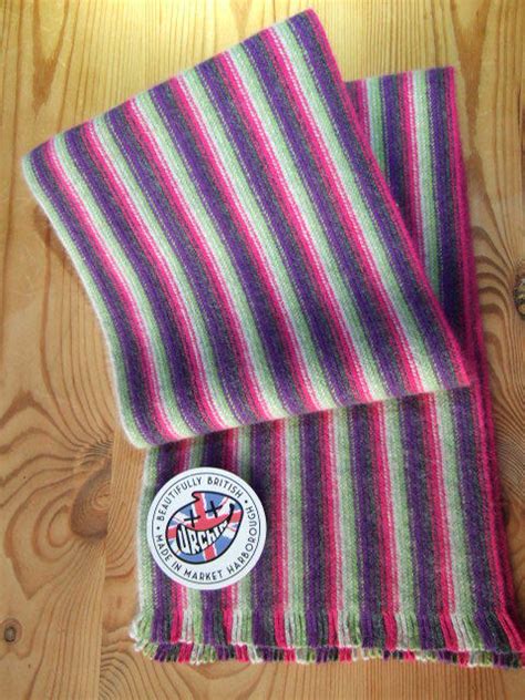 Scarf Angora And Lambswool Vertical Multiple Stripes Pink Purple