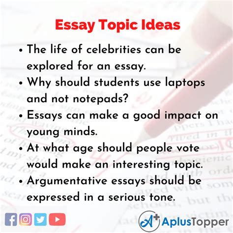 Essay Topic Ideas Topic Ideas Of Essay For Students And Children In