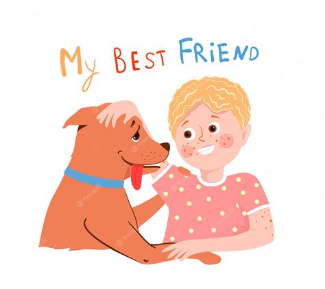 Premium Vector Boy And Dog Best Friends Illustration