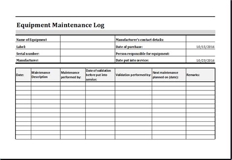 An Equipment Maintenance Log Is Shown In This Image