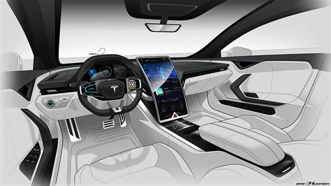Check Out This Wild Tesla Model S Interior Render With Curvy Screen