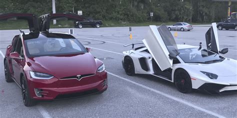 Tesla Model X All Electric Suv Beats Lamborghini Aventador With Record