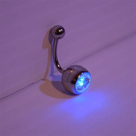 led light up glow belly button ring navel multicolor glow in the dark belly ring pricepulse