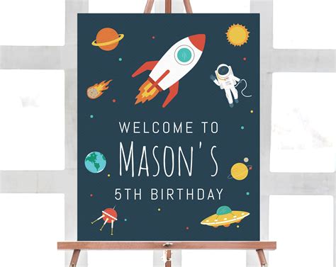 Space Birthday Welcome Sign Template Astronaut Birthday Party Welcome