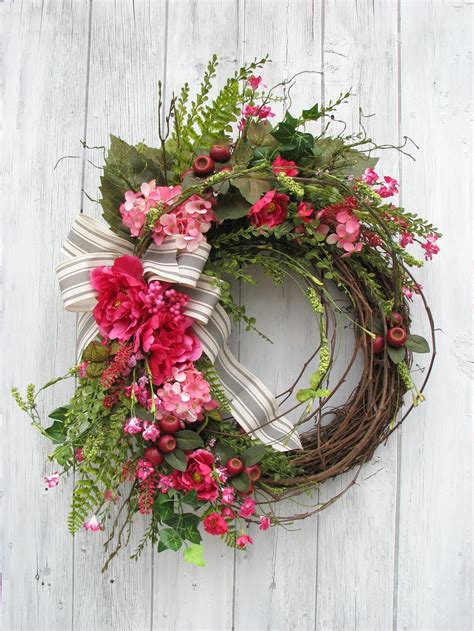 Hydrangea Wreath Peony Wreath Front Door Wreaths Large Etsy Spring
