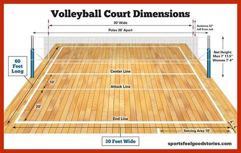 Volleyball Court Dimensions Size And Diagram Volleyball Coach