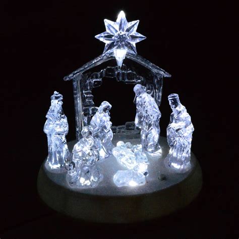 20cm Premier Acrylic Nativity Scene Christmas Decoration Lights Up