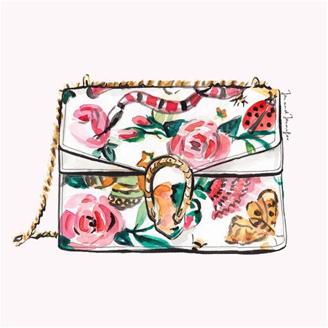 Gucci Floral Bag Illustration By Jenandjennifer Bag Illustration