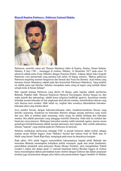Dokumen Biografi Kapitan Pattimura Pahlawan Nasional Maluku