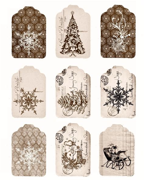 Free Printable Vintage Christmas Tags Templates