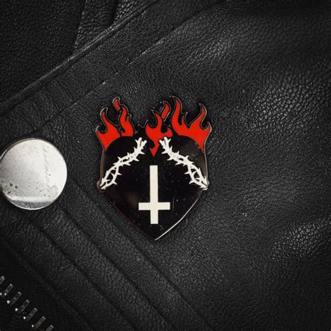 Sacred Heart Enamel Pin Occult Patches And Pins