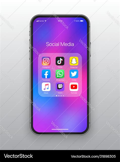 Iphone Ios Folder Social Media Icons Set Vector Image