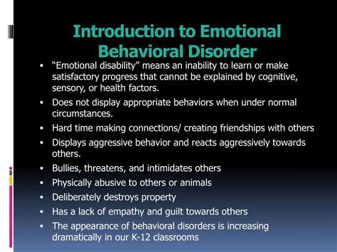 Ppt Emotional Behavior Disorder Powerpoint Presentation Free