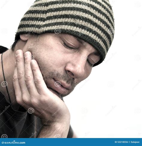 Man With Swollen Face Suffering From Toothache Stock Photo Image Of