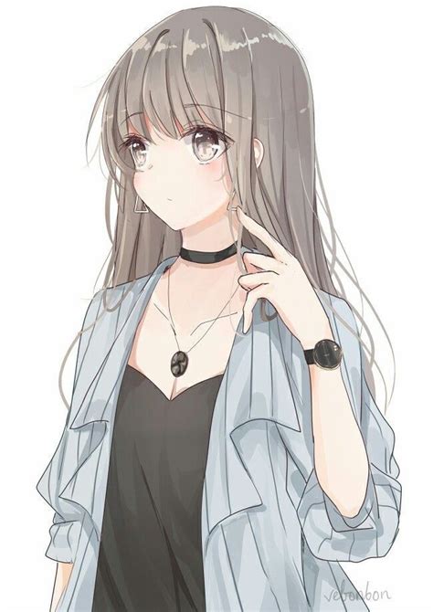 Anime Girl With Silver Grayish Hair With Silver Eyes With
