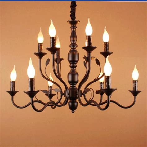 Vintage wrought iron chandelier e14 candle white black iron light lamp american coutry style chandelier lighting fixtures. Vestibule 10 16 pcs Black Rustic Candle Chandeliers For ...