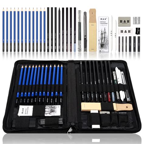 buy h and b drawing pencils set 40 piece sketch pencils and drawing kit complete artist kit
