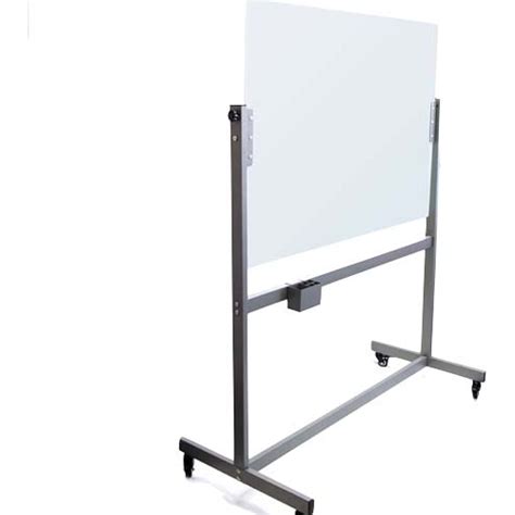 U Brands Magnetic Glass Dry Erase Board Rolling Easel 47 X 35 Inches