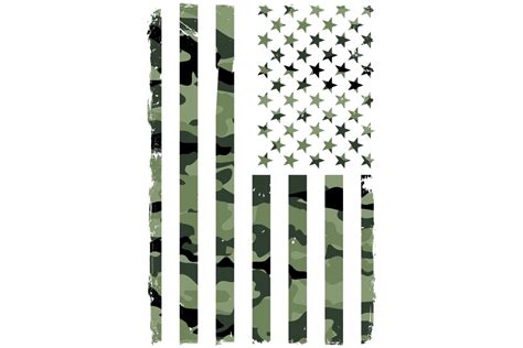 American Flag Green Camouflage Military Graphic By Sunandmoon