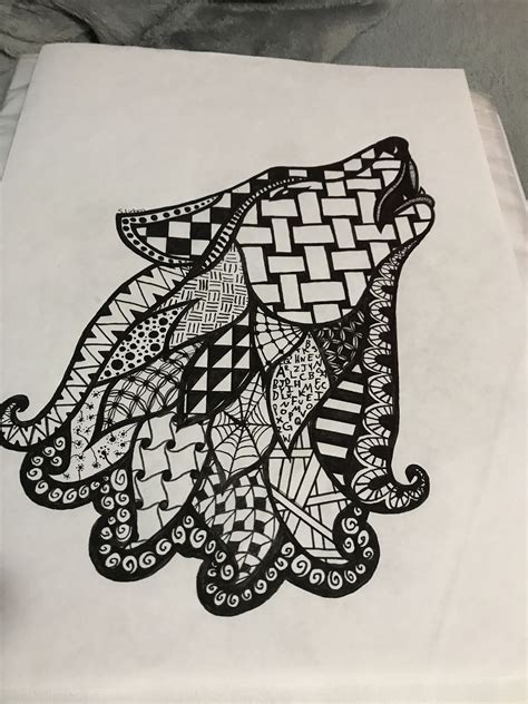 Zentangle Wolf Zentangle Art Geometric Tattoo Zentangle