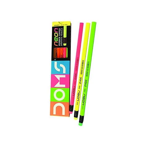 Rubber Tipped Graphite Pack Of 10 Pencils Doms Neon Multi Color Wooden Pencil Home And Garden