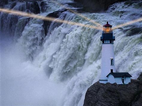 Wow Awesome Lighthouse Beautiful Lighthouse Waterfall