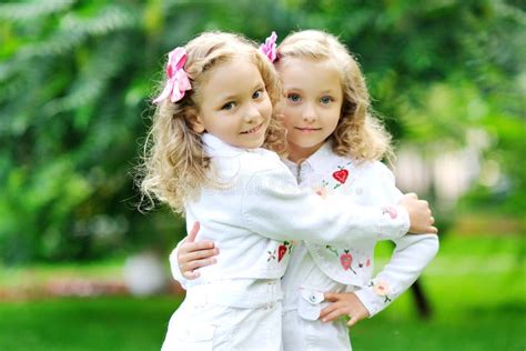 Portrait Of Two Sisters Twins Stock Photo Image Of Child Twins 30037506