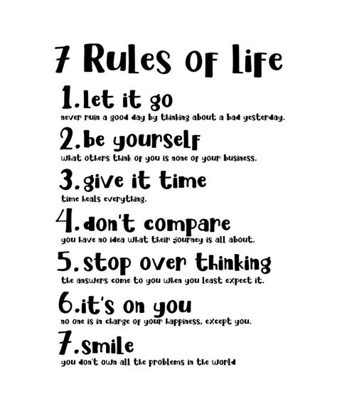 7 Rules Of Life Quote Art Design Inspirational Mo Photograph by Vivid Pixel Prints