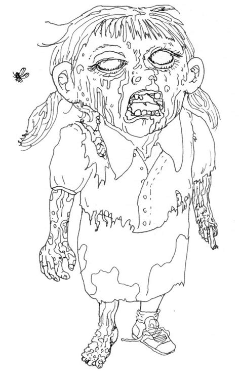 Printable Halloween Zombie Colouring Clip Art Library
